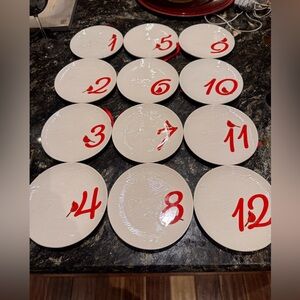 Temp-Tations by Tara 12 Days of Christmas Festive Holiday White Plate Set